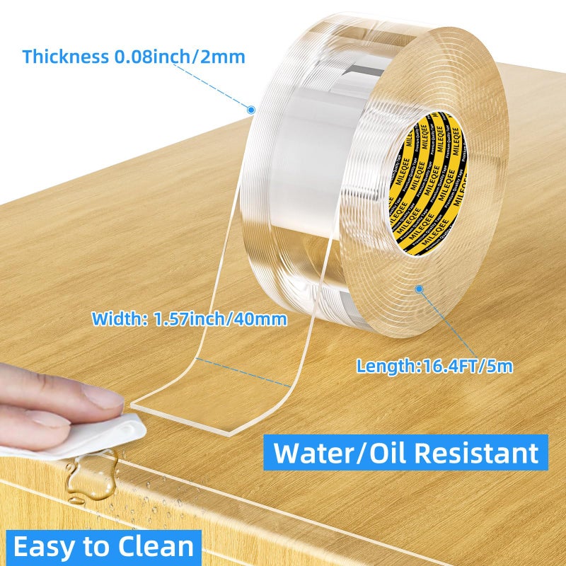 MILEQEE Clear Edge Protector Strip, 1.57in x16.4FT, Sharp Edge Wrap Cover Tape, Self Adhesive Protective Bumper Guards for Cabinet Door Desk Glass Table Bed Furniture, Kitchen Countertop, Waterproof - Image 2